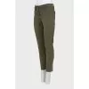Khaki jeans with raw hem