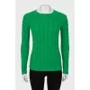 Green sweater with embroidered logo