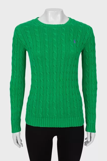 Green sweater with embroidered logo