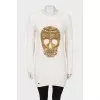 Wool sweater with skull decor