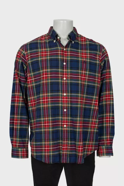 Men's mixed-color checkered shirt
