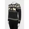 Knitted sweater with print