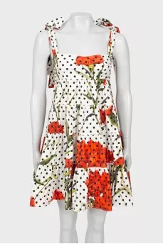 Printed mini sundress with straps