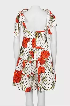 Printed mini sundress with straps
