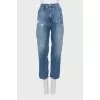 Blue mom fit jeans with ripped effect