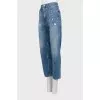 Blue mom fit jeans with ripped effect