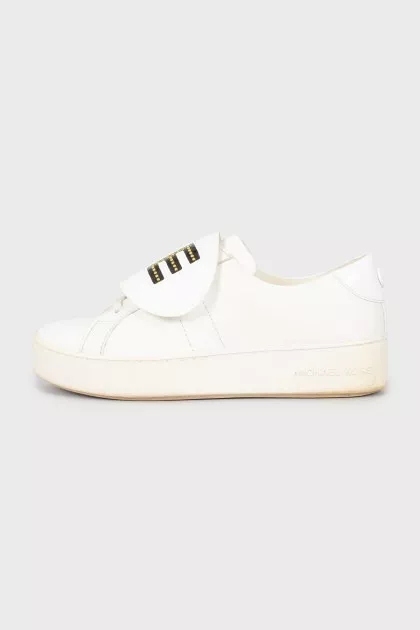 Leather sneakers with decor
