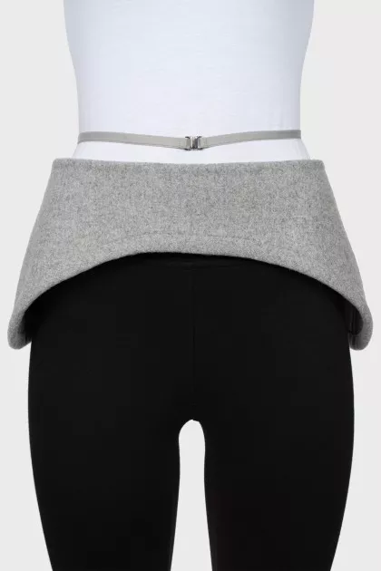 Gray wool peplum belt
