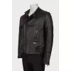 Men's leather jacket with zipper
