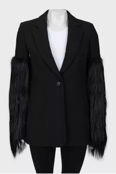 Black jacket with decorated sleeves