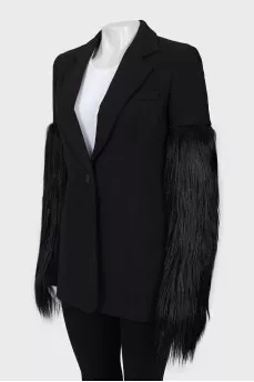 Black jacket with decorated sleeves