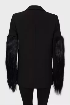 Black jacket with decorated sleeves