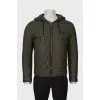 Men's leather jacket with embossed print