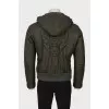 Men's leather jacket with embossed print