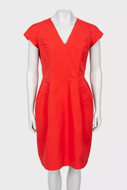 Red V-neck dress 