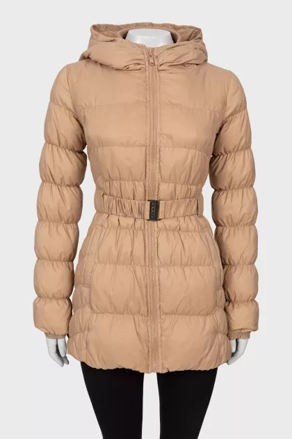 Beige jacket with a belt
