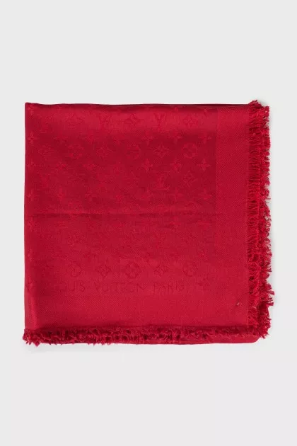 Red scarf with brand logo