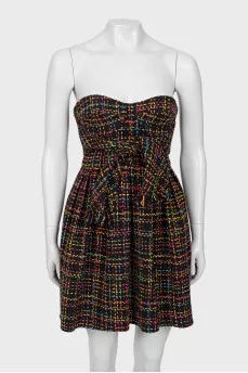 Woven dress with ties 