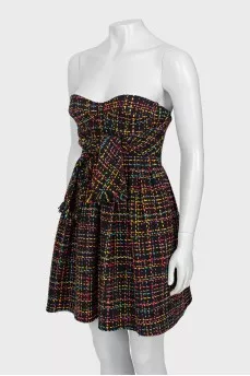 Woven dress with ties 