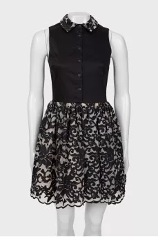 Black dress with a patterned hem
