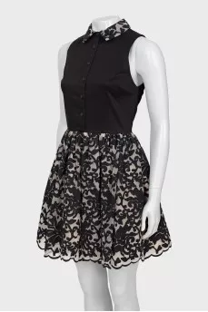 Black dress with a patterned hem