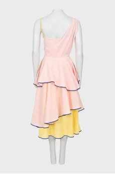 Dress with perforations and frills