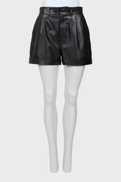 Leather mini shorts