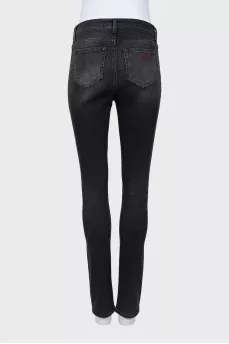 Black jeans with back embroidery