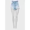 Ripped effect denim shorts