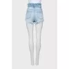 Ripped effect denim shorts
