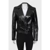 Leather jacket with buttons