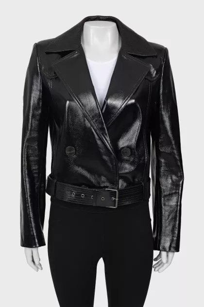 Leather jacket with buttons