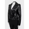 Leather jacket with buttons