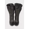 Leather open toe booties 