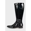 Black patent leather boots