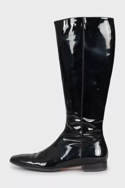 Black patent leather boots