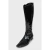 Black patent leather boots