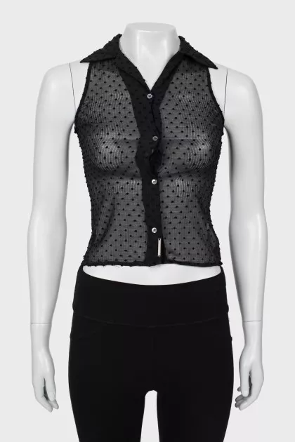 Semi-sheer polka dot top