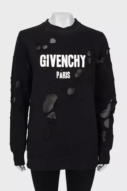 Black distressed sweatshirt