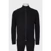 Men's dark blue cardigan with zipper