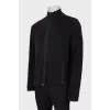 Men's dark blue cardigan with zipper