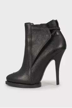 Open toe leather ankle boots