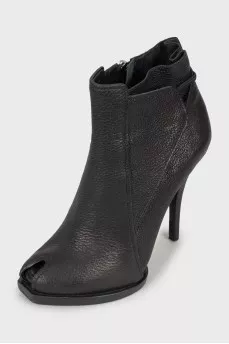 Open toe leather ankle boots