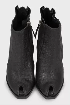 Open toe leather ankle boots