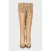 Suede over the knee boots with perforations