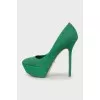 Green textile shoes