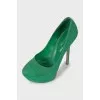 Green textile shoes