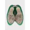 Green textile shoes