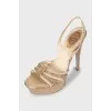 Gold ankle boots with rhinestones