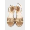 Gold ankle boots with rhinestones